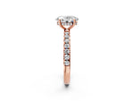 Oval Cut Diamond Hidden Halo Engagement Ring in Rose gold with Round Pavé Band_14