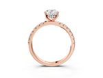 Oval Cut Diamond Hidden Halo Engagement Ring in Rose gold with Round Pavé Band_15