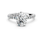 Oval Cut Diamond Hidden Halo Engagement Ring in White gold with Round Pavé Band_18