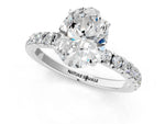 Oval Cut Diamond Hidden Halo Engagement Ring in White gold with Round Pavé Band_19
