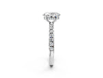 Oval Cut Diamond Hidden Halo Engagement Ring in White gold with Round Pavé Band_20