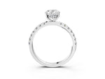 Oval Cut Diamond Hidden Halo Engagement Ring in White gold with Round Pavé Band_21