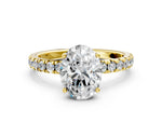Oval Cut Diamond Hidden Halo Engagement Ring in Yellow gold with Round Pavé Band_18