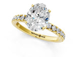 Oval Cut Diamond Hidden Halo Engagement Ring in Yellow gold with Round Pavé Band_19