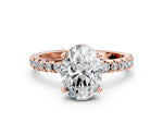 Oval Cut Diamond Hidden Halo Solitaire Ring in Rose gold with Round Pavé Band and Prong Setting_36
