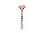 Oval Cut Diamond Hidden Halo Solitaire Ring in Rose gold with Round Pavé Band and Prong Setting_38