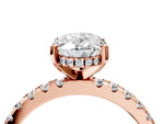 Oval Cut Diamond Hidden Halo Solitaire Ring in Rose gold with Round Pavé Band and Prong Setting_40