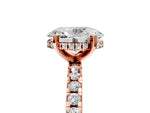 Oval Cut Diamond Hidden Halo Solitaire Ring in Rose gold with Round Pavé Band and Prong Setting_41