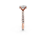 Oval Cut Diamond Hidden Halo Solitaire Ring in Rose gold with Round Pavé Band and Prong Setting_50