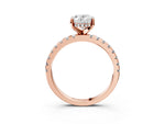 Oval Cut Diamond Hidden Halo Solitaire Ring in Rose gold with Round Pavé Band and Prong Setting_51