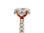 Oval Cut Diamond Hidden Halo Solitaire Ring in Rose gold with Round Pavé Band and Prong Setting_53