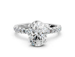 Oval Cut Diamond Hidden Halo Solitaire Ring in White gold with Round Pavé Band and Prong Setting_36