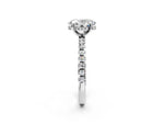 Oval Cut Diamond Hidden Halo Solitaire Ring in White gold with Round Pavé Band and Prong Setting_38