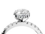 Oval Cut Diamond Hidden Halo Solitaire Ring in White gold with Round Pavé Band and Prong Setting_40