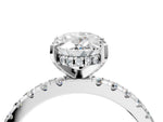 Oval Cut Diamond Hidden Halo Solitaire Ring in White gold with Round Pavé Band and Prong Setting_52