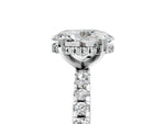 Oval Cut Diamond Hidden Halo Solitaire Ring in White gold with Round Pavé Band and Prong Setting_53