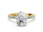 Oval Cut Diamond Hidden Halo Solitaire Ring in Yellow gold with Round Pavé Band and Prong Setting_24