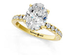 Oval Cut Diamond Hidden Halo Solitaire Ring in Yellow gold with Round Pavé Band and Prong Setting_25