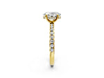 Oval Cut Diamond Hidden Halo Solitaire Ring in Yellow gold with Round Pavé Band and Prong Setting_26