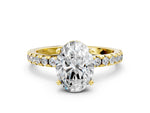 Oval Cut Diamond Hidden Halo Solitaire Ring in Yellow gold with Round Pavé Band and Prong Setting_36