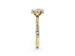 Oval Cut Diamond Hidden Halo Solitaire Ring in Yellow gold with Round Pavé Band and Prong Setting_38