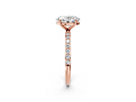 Oval Cut Diamond Pavé Band Solitaire Ring in Rose gold with Round Accents_26