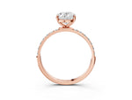 Oval Cut Diamond Pavé Band Solitaire Ring in Rose gold with Round Accents_27