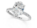 Oval Cut Diamond Pavé Band Solitaire Ring in White gold with Round Accents_25