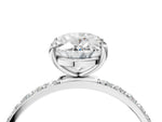 Oval Cut Diamond Pavé Band Solitaire Ring in White gold with Round Accents_28