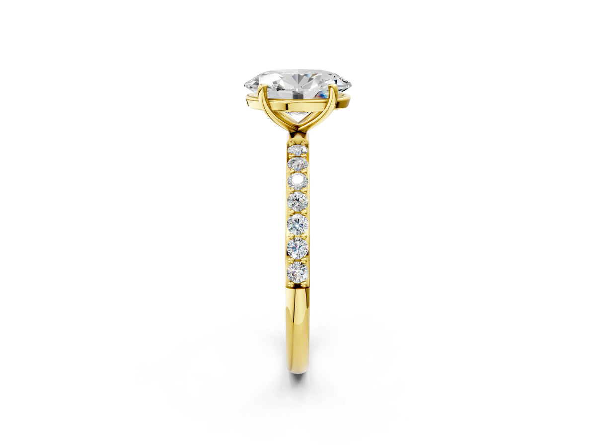 Oval Cut Diamond Pavé Band Solitaire Ring in Yellow gold with Round Accents_26