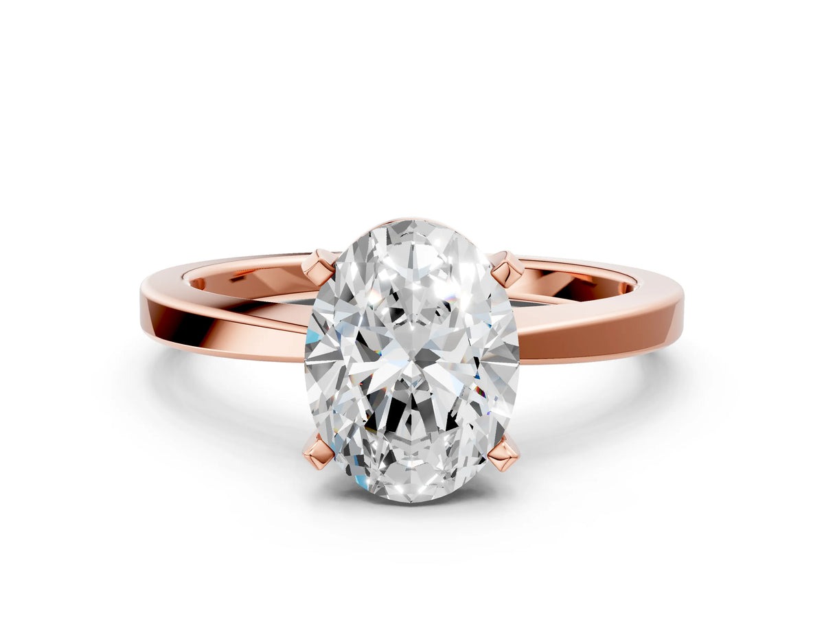 Oval Cut Diamond Solitaire Engagement Ring in Rose gold with Prong Setting_12
