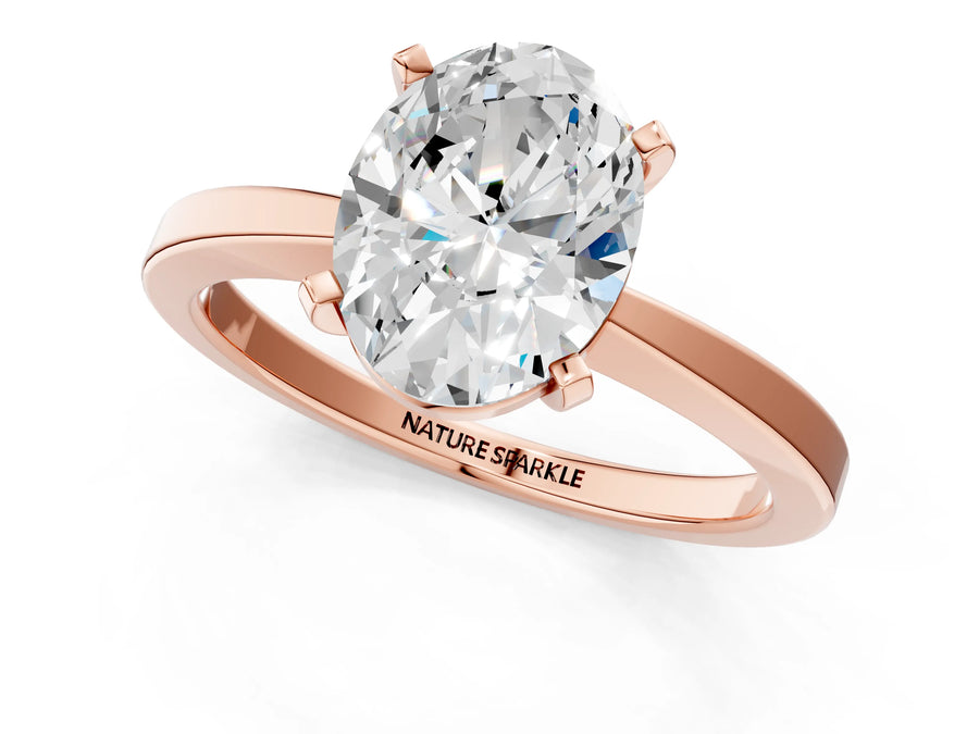 Oval Cut Diamond Solitaire Engagement Ring in Rose gold with Prong Setting