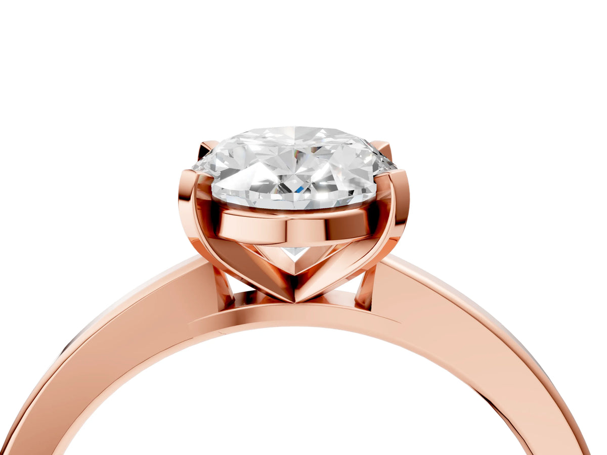 Oval Cut Diamond Solitaire Engagement Ring in Rose gold with Prong Setting_16