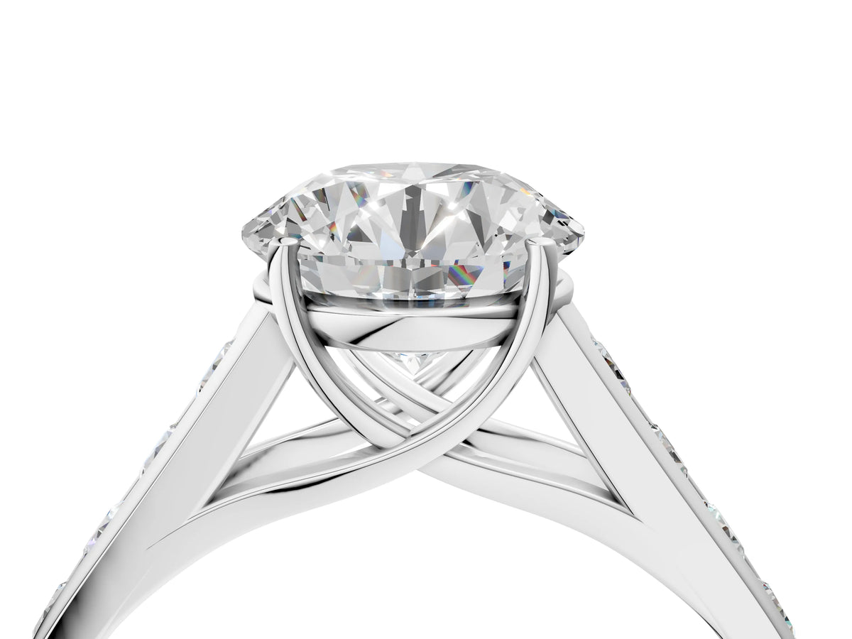 Oval Cut Diamond Solitaire Engagement Ring in White gold with Channel-Set Band and Prong Setting_28