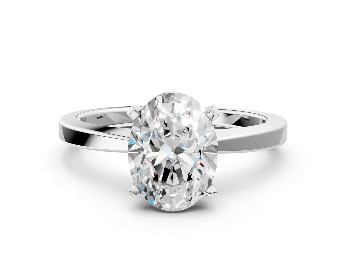 Oval Cut Diamond Solitaire Engagement Ring in White gold with Prong Setting_12