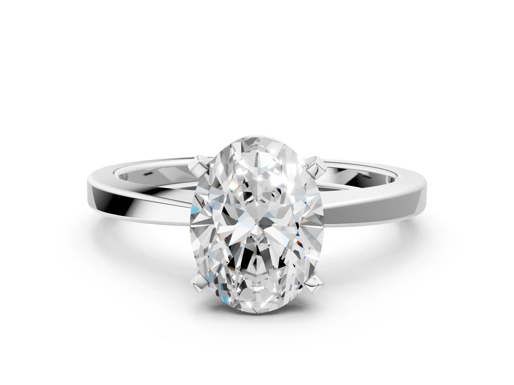 Oval Cut Diamond Solitaire Engagement Ring in White gold with Prong Setting_12
