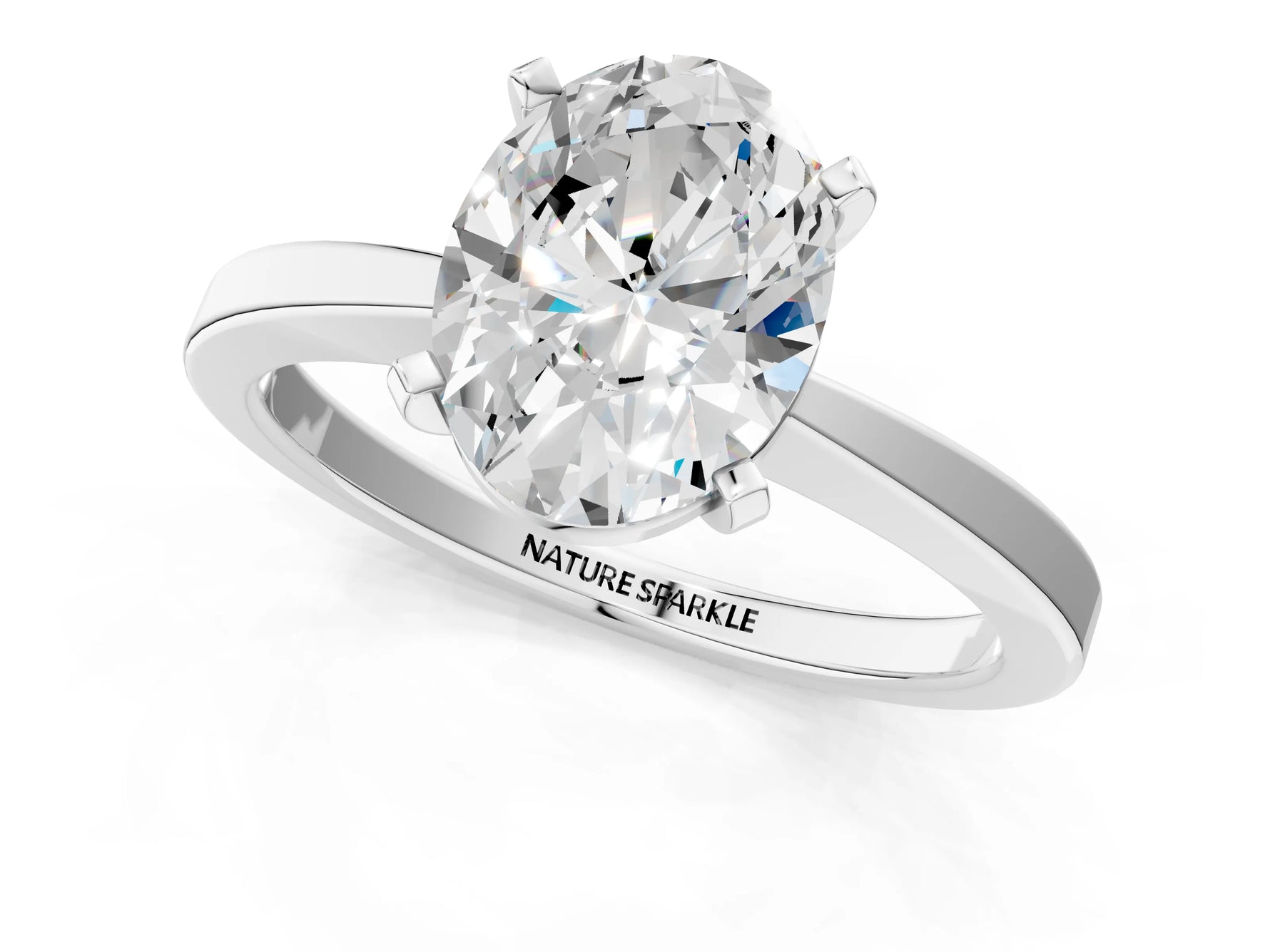 Oval Cut Diamond Solitaire Engagement Ring in White gold with Prong Setting_13