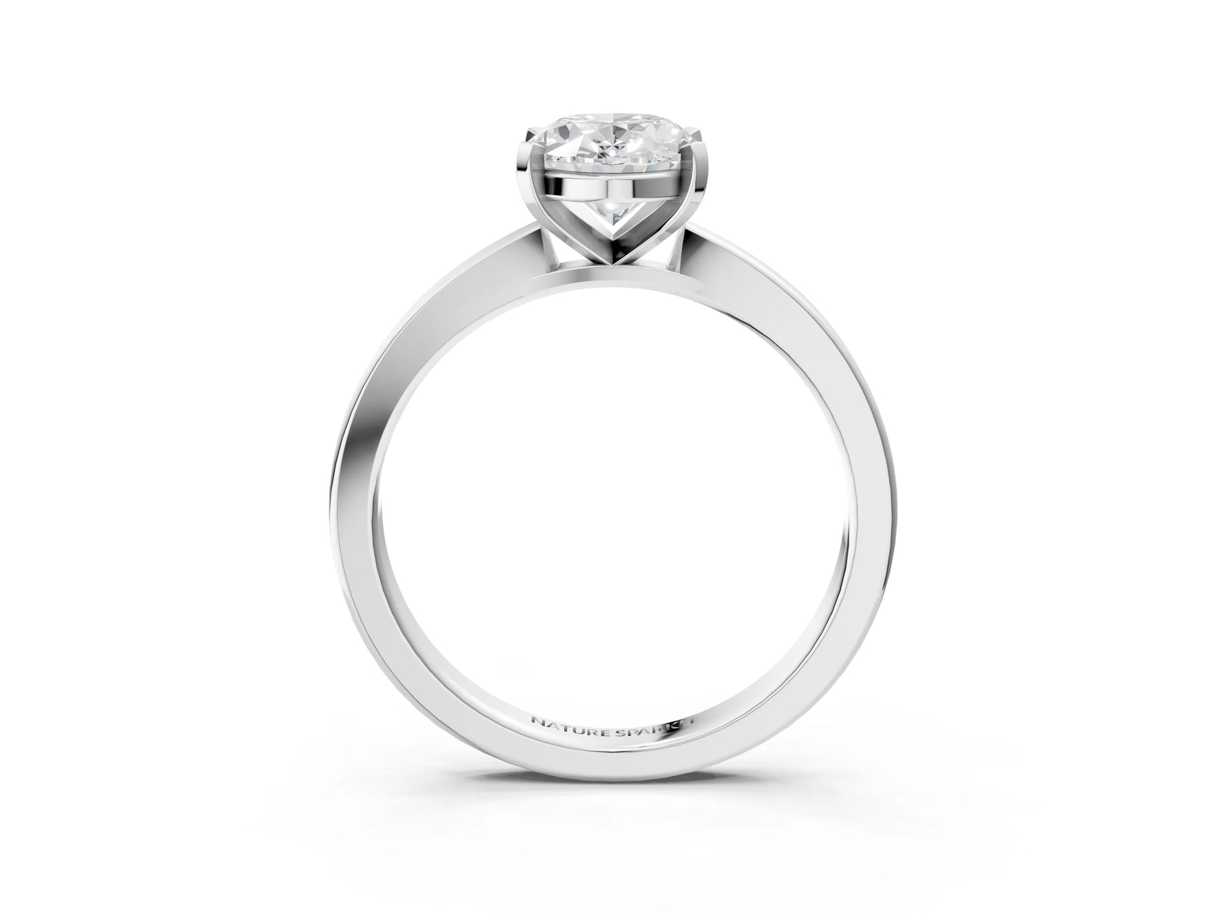 Oval Cut Diamond Solitaire Engagement Ring in White gold with Prong Setting_15
