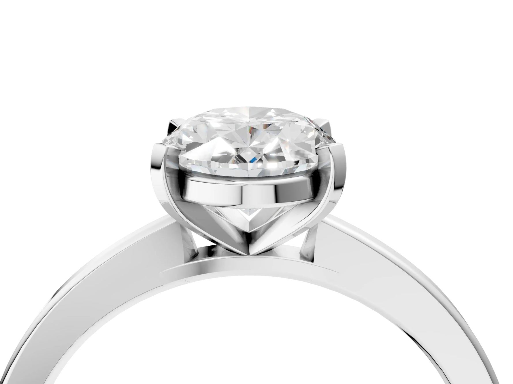 Oval Cut Diamond Solitaire Engagement Ring in White gold with Prong Setting_16