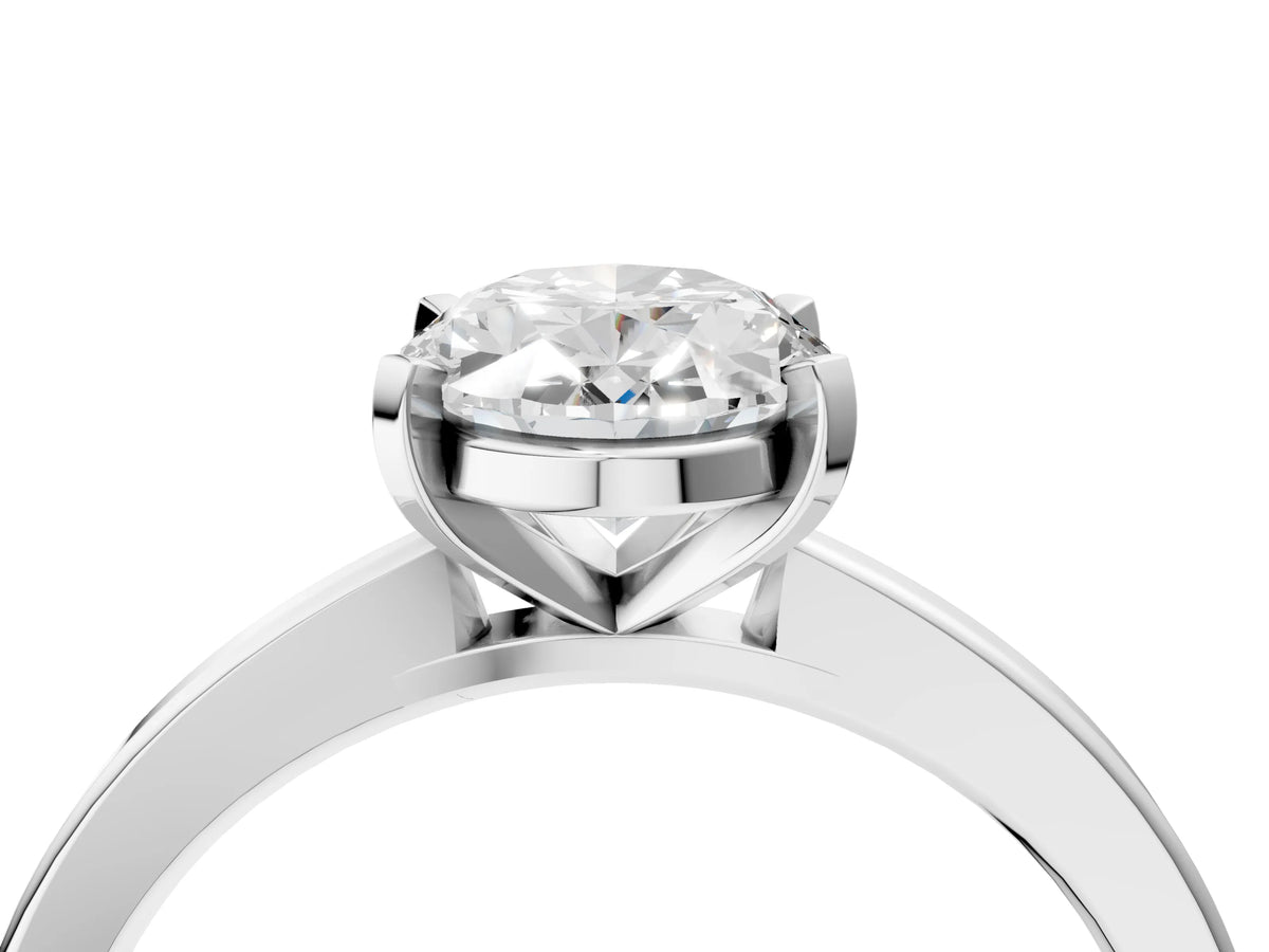 Oval Cut Diamond Solitaire Engagement Ring in White gold with Prong Setting_16