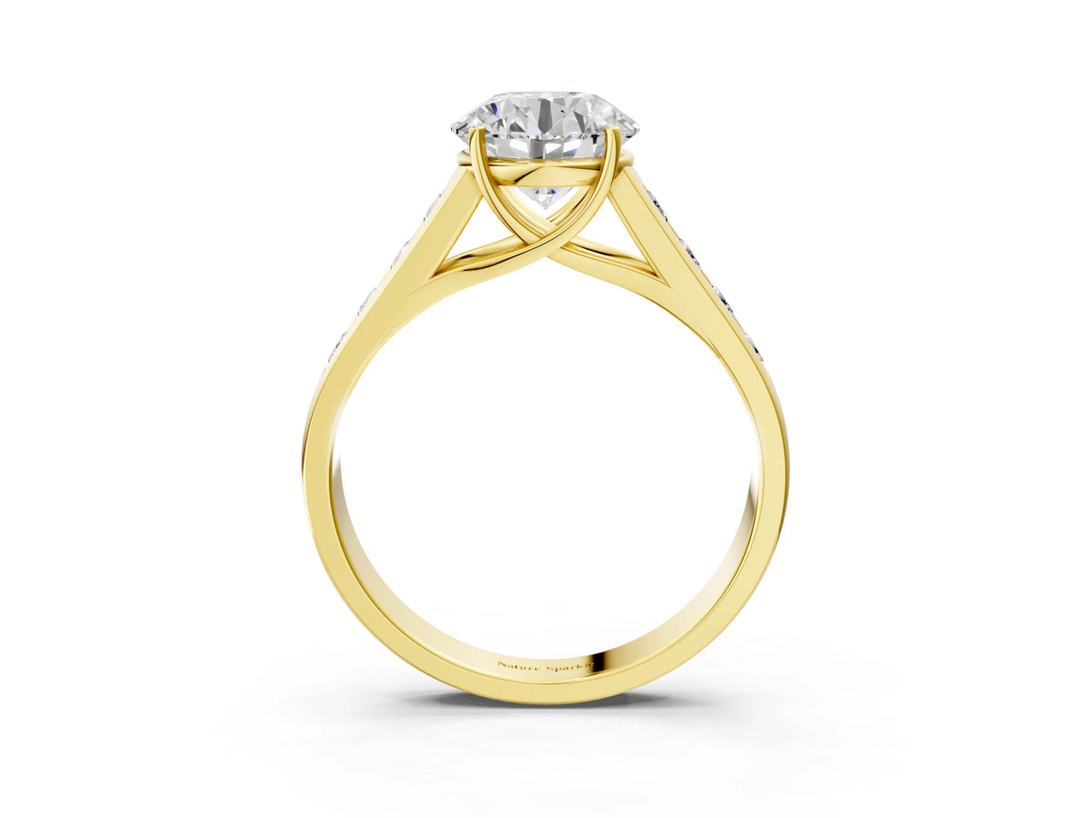 Oval Cut Diamond Solitaire Engagement Ring in Yellow gold with Channel-Set Band and Prong Setting_3