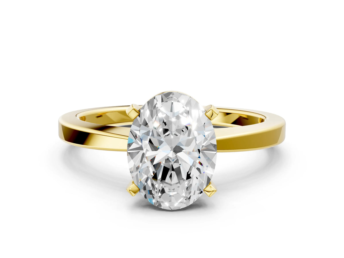 Oval Cut Diamond Solitaire Engagement Ring in Yellow gold with Prong Setting_12