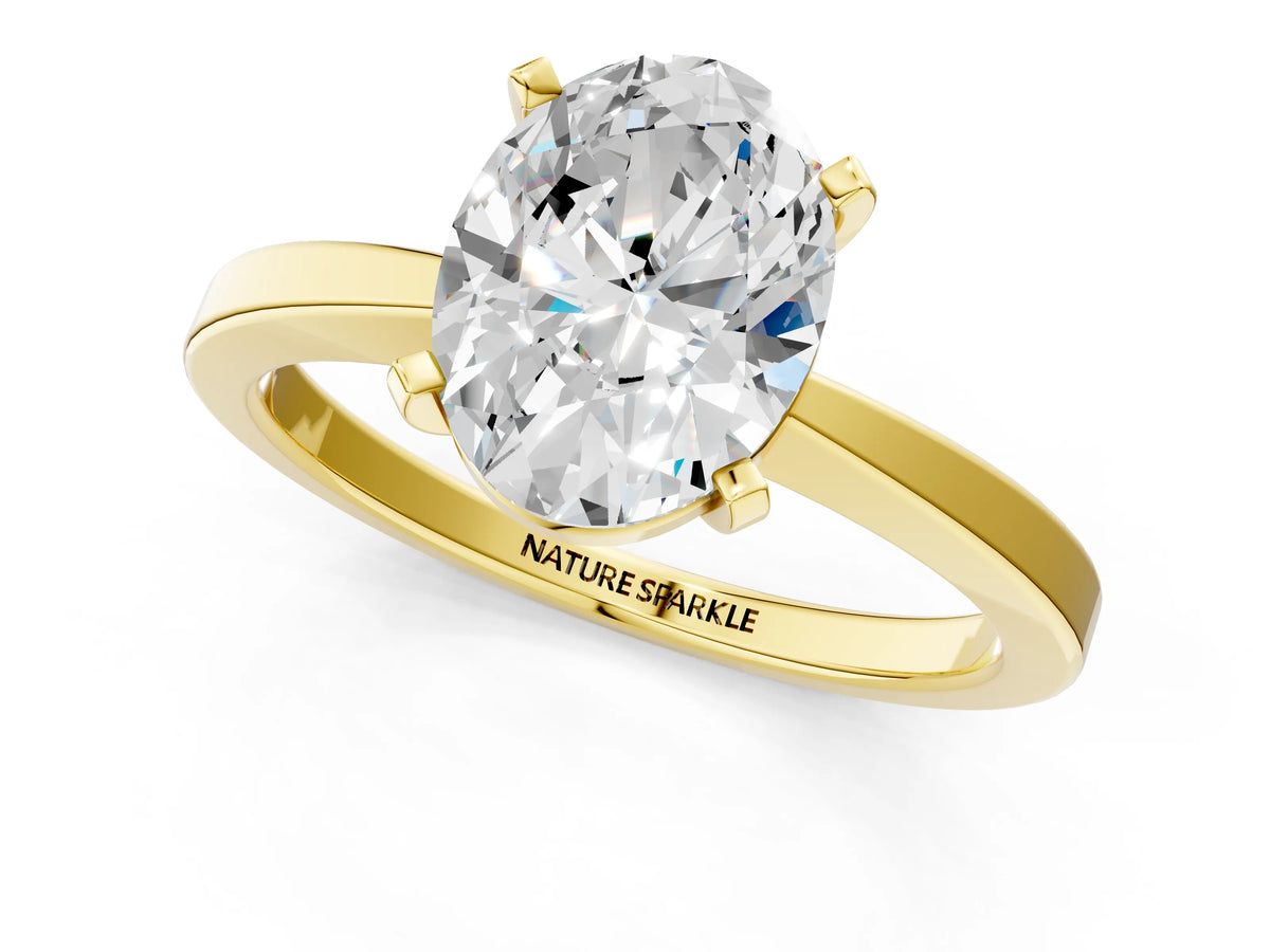 Oval Cut Diamond Solitaire Engagement Ring in Yellow gold with Prong Setting_13