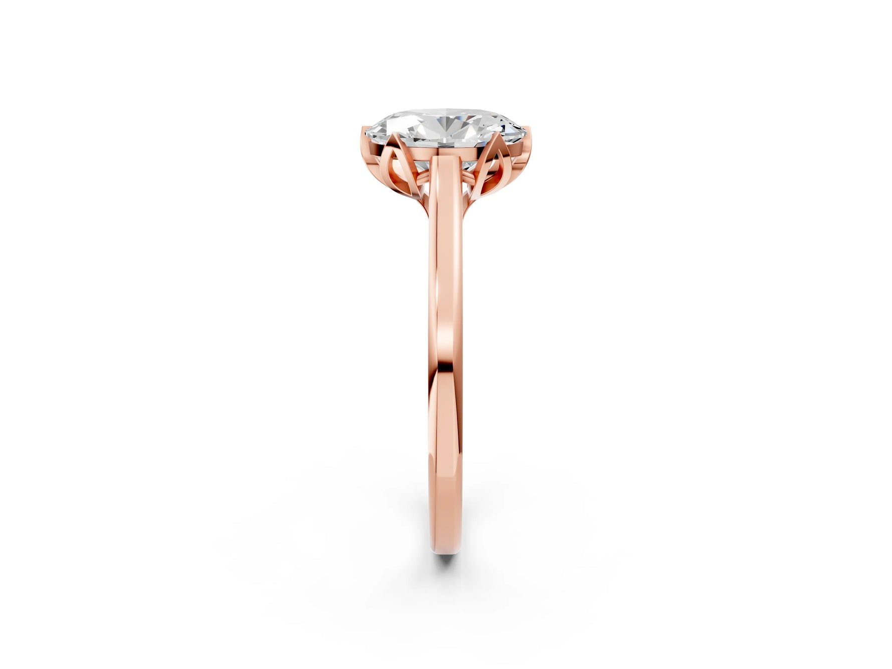 Oval Cut Diamond Solitaire Ring in Rose gold with Flower Prong Setting_20