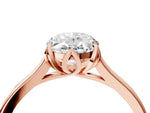 Oval Cut Diamond Solitaire Ring in Rose gold with Flower Prong Setting_22
