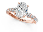 Oval Cut Diamond Solitaire Ring in Rose gold with Pear and Round Cluster Band_13