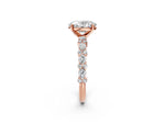 Oval Cut Diamond Solitaire Ring in Rose gold with Pear and Round Cluster Band_14