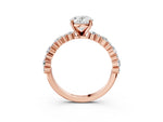 Oval Cut Diamond Solitaire Ring in Rose gold with Pear and Round Cluster Band_15
