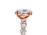 Oval Cut Diamond Solitaire Ring in Rose gold with Pear and Round Cluster Band_17