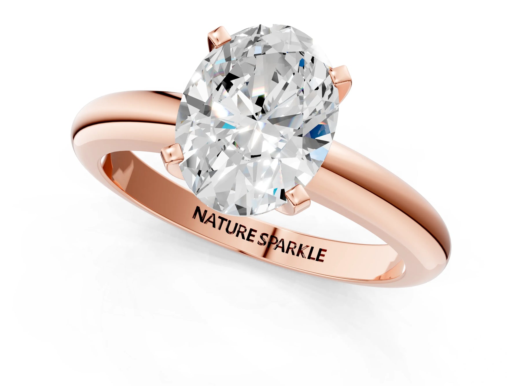 Oval Cut Diamond Solitaire Ring in Rose gold with Prong Setting and Rounded Band_19